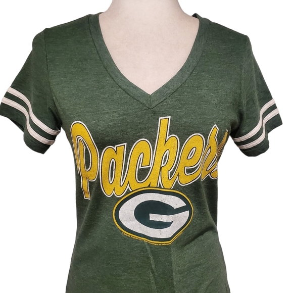 Green Bay Packers T-Shirt Womens Size Small NFL Team Apparel V-Neck Football Top - Picture 2 of 12